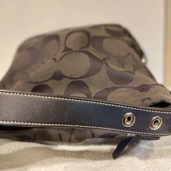 VNTG Coach Madison Maggie Bag Drk Brwn Signature C Hobo 14" x 9" x 4" - Picture 15 of 16